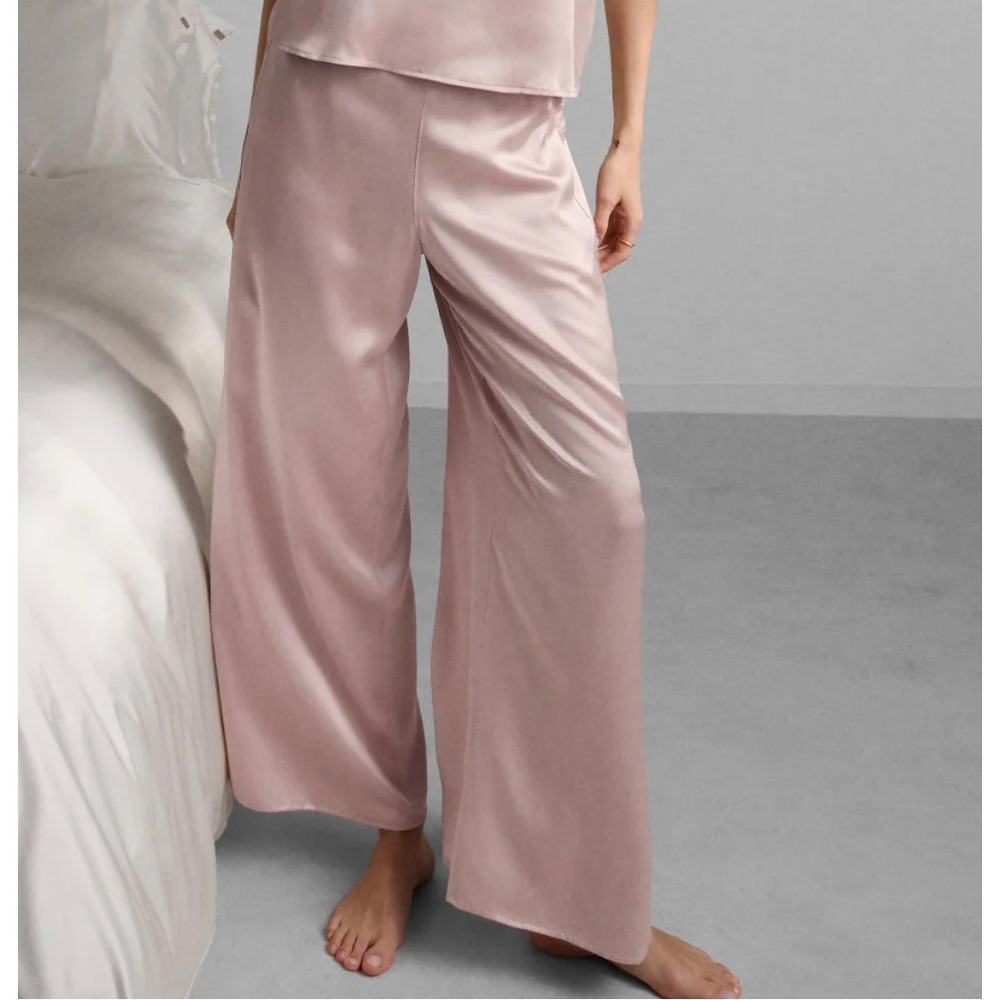 Lunya Women 100% SILK Wide Leg Pants Medium Side Slit Pull On Lounge Sleepwear - Picture 10 of 10